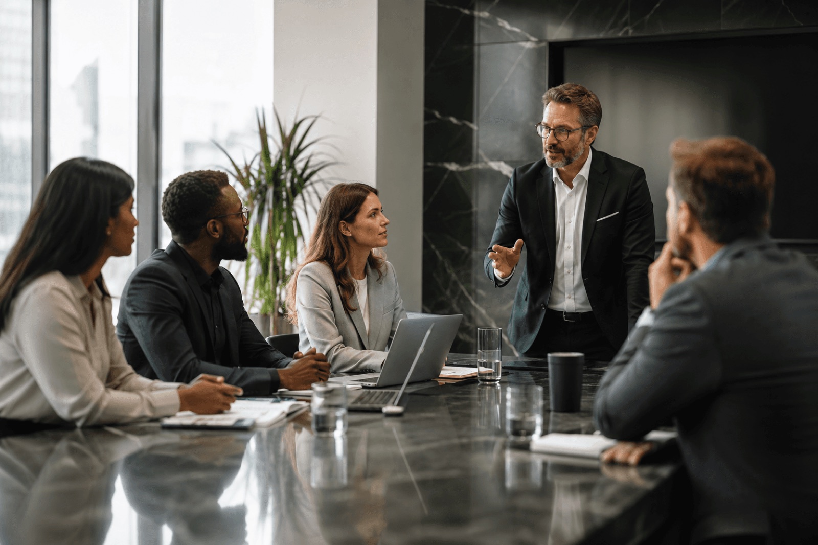A seller in a focused buyer conversation